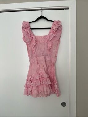 Loveshackfancy Pink Ruffled Tiered Mini Dress